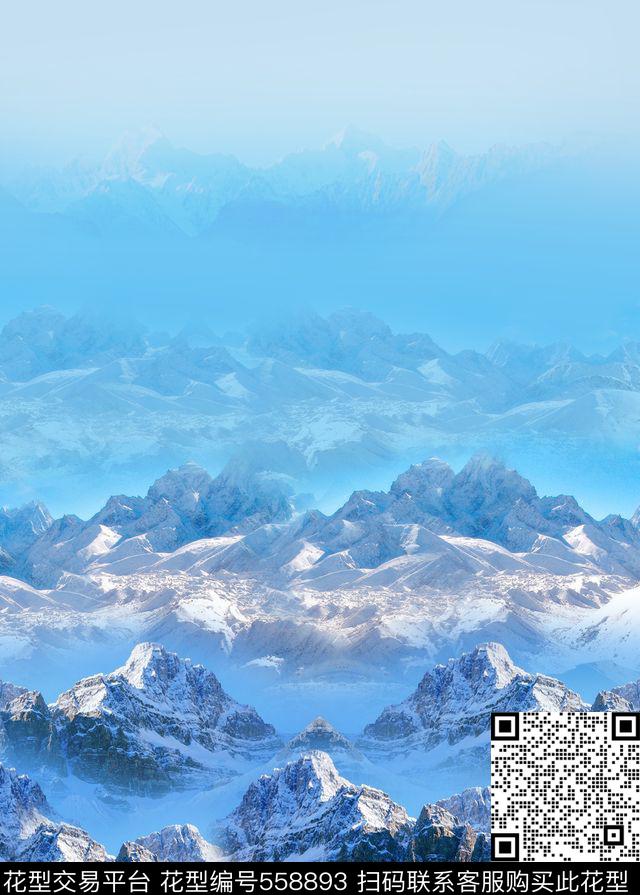 风景雪山山脉数码印花照片数码印花华亿平台下载（图片编号: 558893） - 瓦栏（Walan）