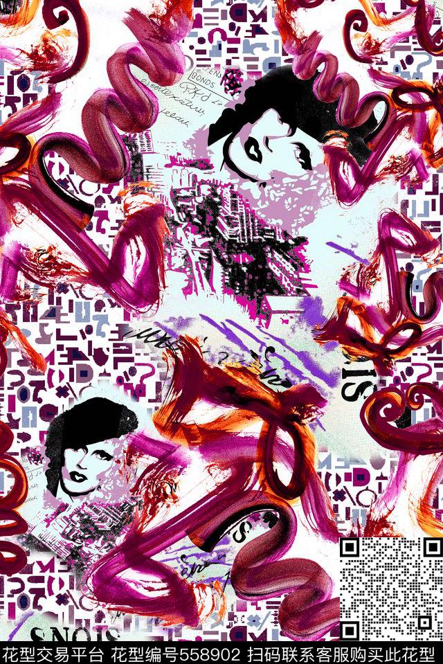 抽象纹理几何数码印花华亿平台下载（图片编号: 558902） - 瓦栏（Walan）