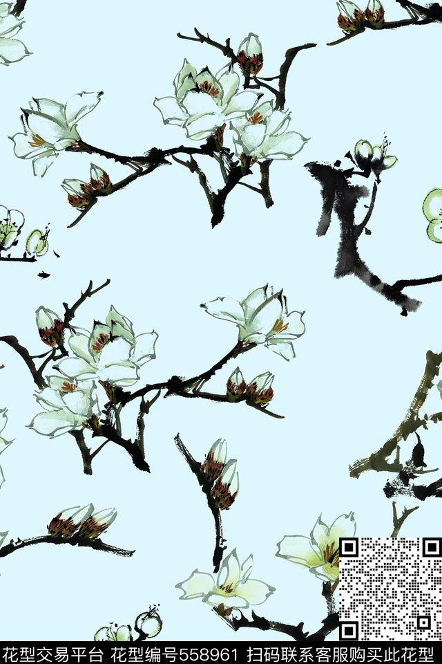 国画花卉梅花数码印花华亿平台下载（图片编号: 558961） - 瓦栏（Walan）