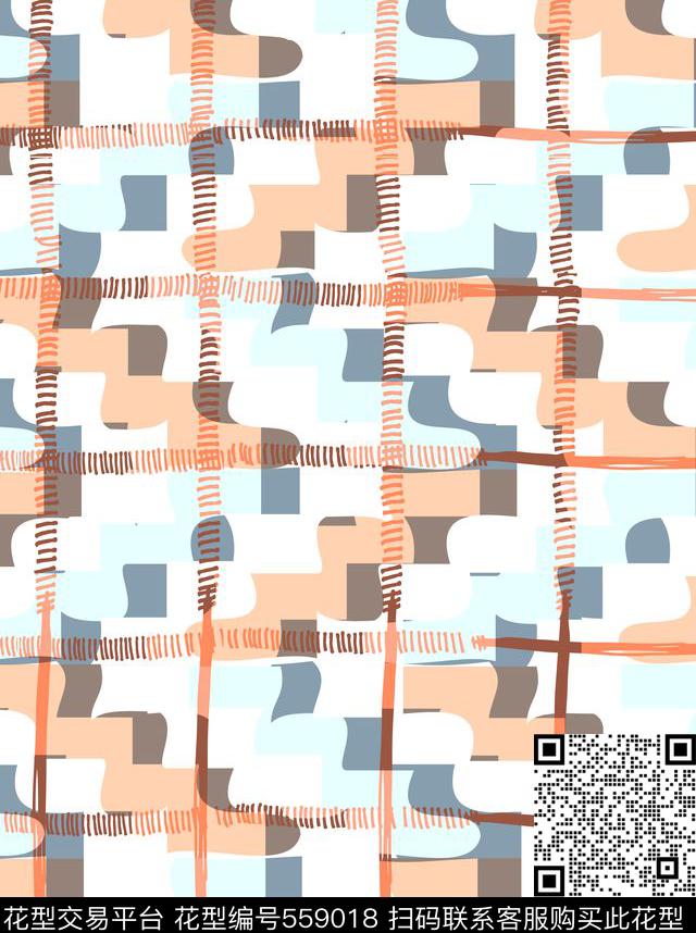 格子民族四方连续数码印花华亿平台下载（图片编号: 559018） - 瓦栏（Walan）