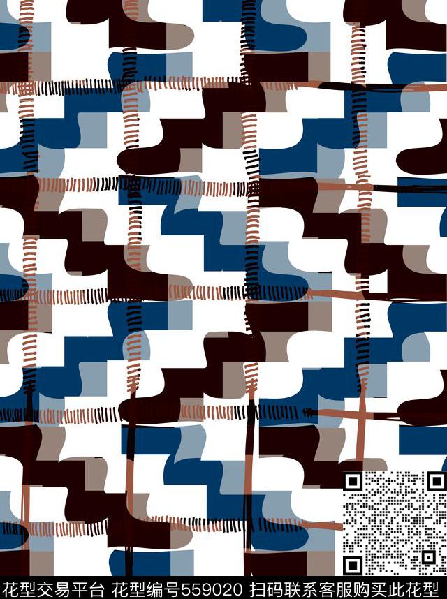 格子民族四方连续数码印花华亿平台下载（图片编号: 559020） - 瓦栏（Walan）