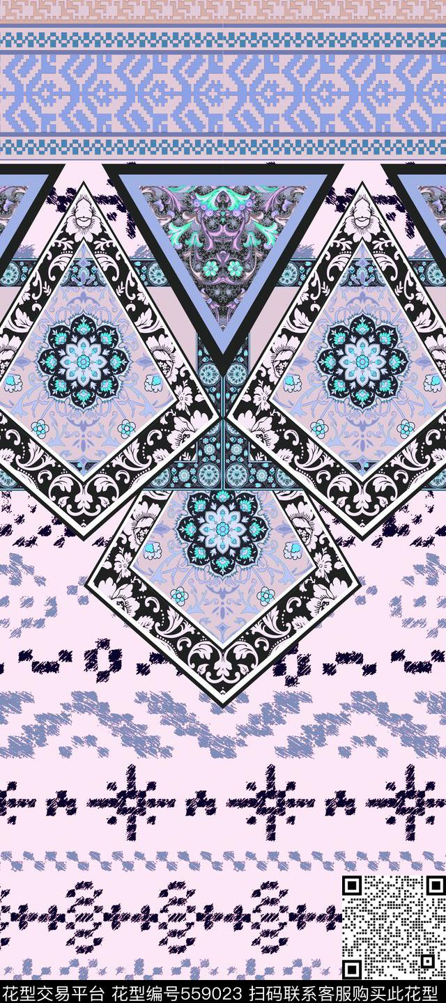 女装二方连续抽象几何数码印花华亿平台下载（图片编号: 559023） - 瓦栏（Walan）