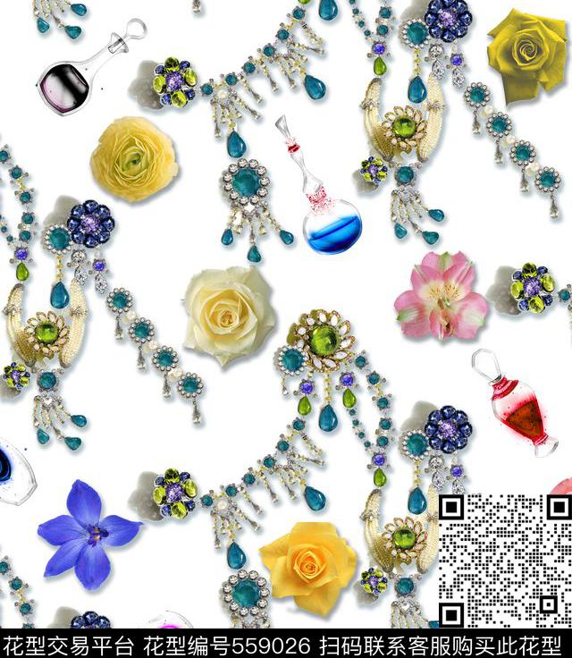 服装复古花卉数码印花华亿平台下载（图片编号: 559026） - 瓦栏（Walan）