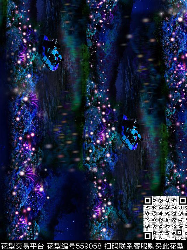 复古风景森林数码印花华亿平台下载（图片编号: 559058） - 瓦栏（Walan）