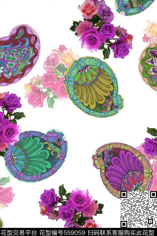 复古花卉佩斯利数码印花华亿平台下载（图片编号: 559059） - 瓦栏（Walan）