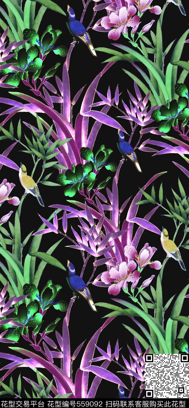 MAX-中国风国画民族风数码印花华亿平台下载（图片编号: 559092） - 瓦栏（Walan）