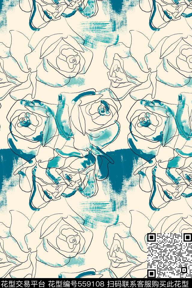 创意电脑手绘复古数码印花华亿平台下载（图片编号: 559108） - 瓦栏（Walan）