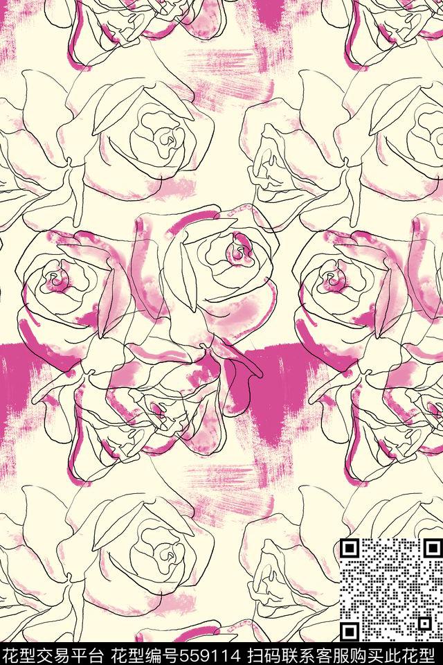 创意电脑手绘复古数码印花华亿平台下载（图片编号: 559114） - 瓦栏（Walan）