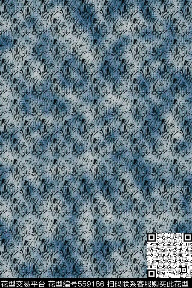 复古抽象机理男装数码印花华亿平台下载（图片编号: 559186） - 瓦栏（Walan）