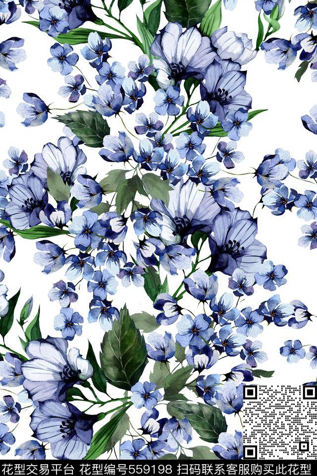 水彩画田园风罂粟数码印花华亿平台下载（图片编号: 559198） - 瓦栏（Walan）