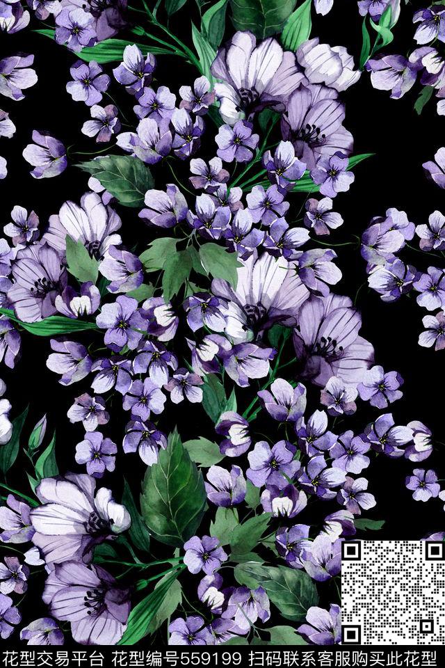 水彩画田园风罂粟数码印花华亿平台下载（图片编号: 559199） - 瓦栏（Walan）