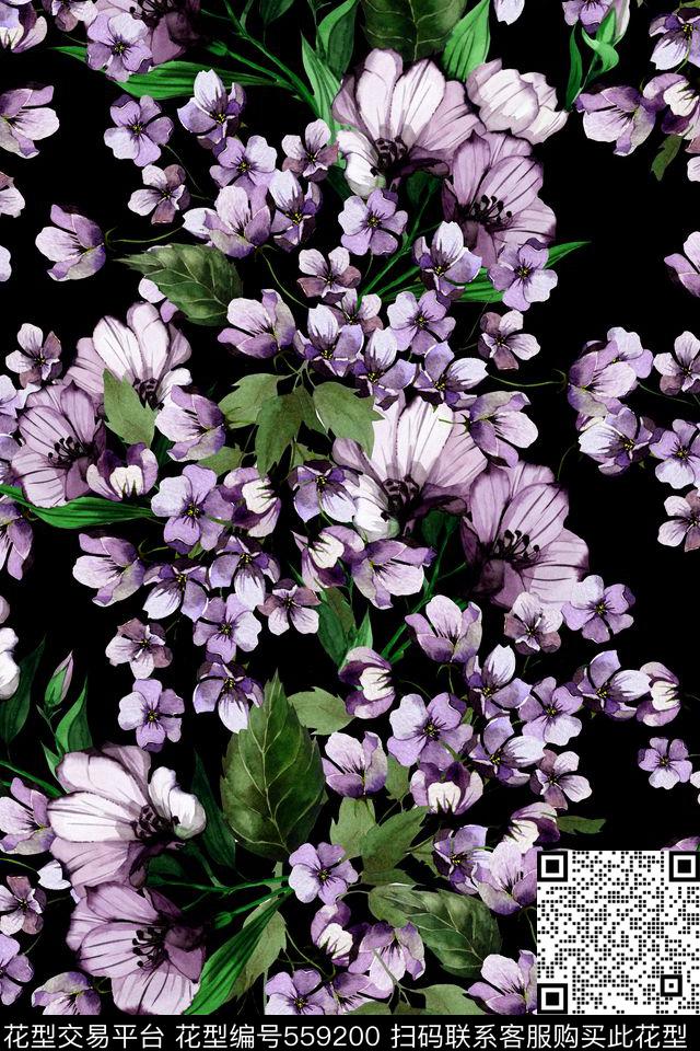 水彩画田园风罂粟数码印花华亿平台下载（图片编号: 559200） - 瓦栏（Walan）