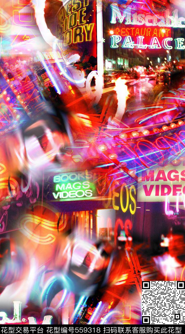 夜色都市霓虹数码印花华亿平台下载（图片编号: 559318） - 瓦栏（Walan）