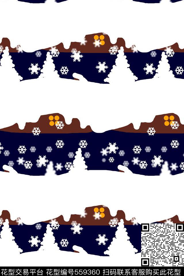 创意圣诞夜图案传统印花华亿平台下载（图片编号: 559360） - 瓦栏（Walan）