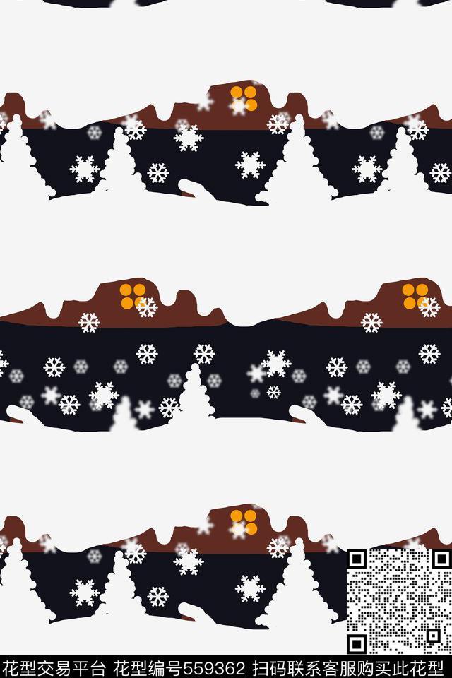 创意圣诞夜图案传统印花华亿平台下载（图片编号: 559362） - 瓦栏（Walan）