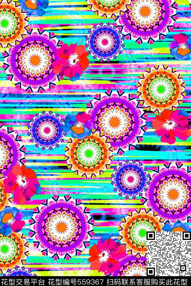 彩色抽象多边形数码印花华亿平台下载（图片编号: 559367） - 瓦栏（Walan）