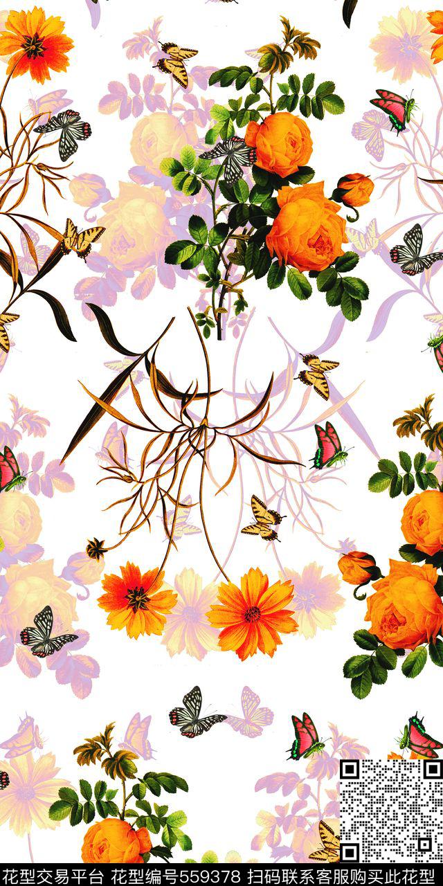 花鸟数码印花华亿平台下载（图片编号: 559378） - 瓦栏（Walan）
