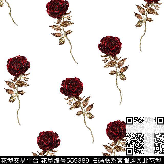时尚精品玫瑰数码印花华亿平台下载（图片编号: 559389） - 瓦栏（Walan）