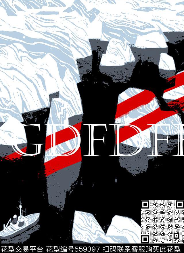 抽象男装图案冰山海洋男装衬衫图案传统印花华亿平台下载（图片编号: 559397） - 瓦栏（Walan）