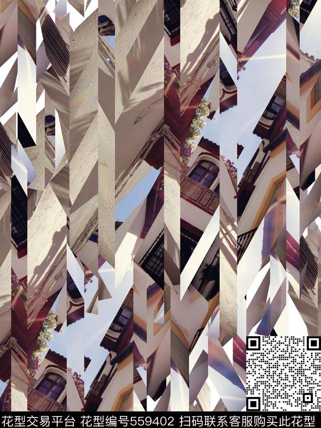 潮流风景复古数码印花华亿平台下载（图片编号: 559402） - 瓦栏（Walan）