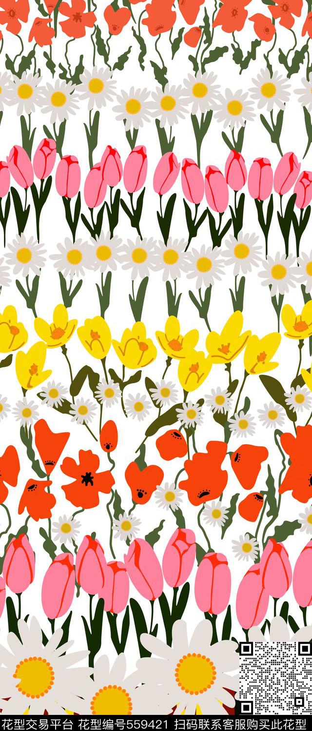 传统印花花卉小花条纹花卉传统印花华亿平台下载（图片编号: 559421） - 瓦栏（Walan）