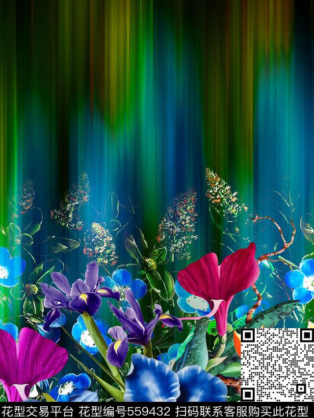 定位花卉流光数码印花华亿平台下载（图片编号: 559432） - 瓦栏（Walan）