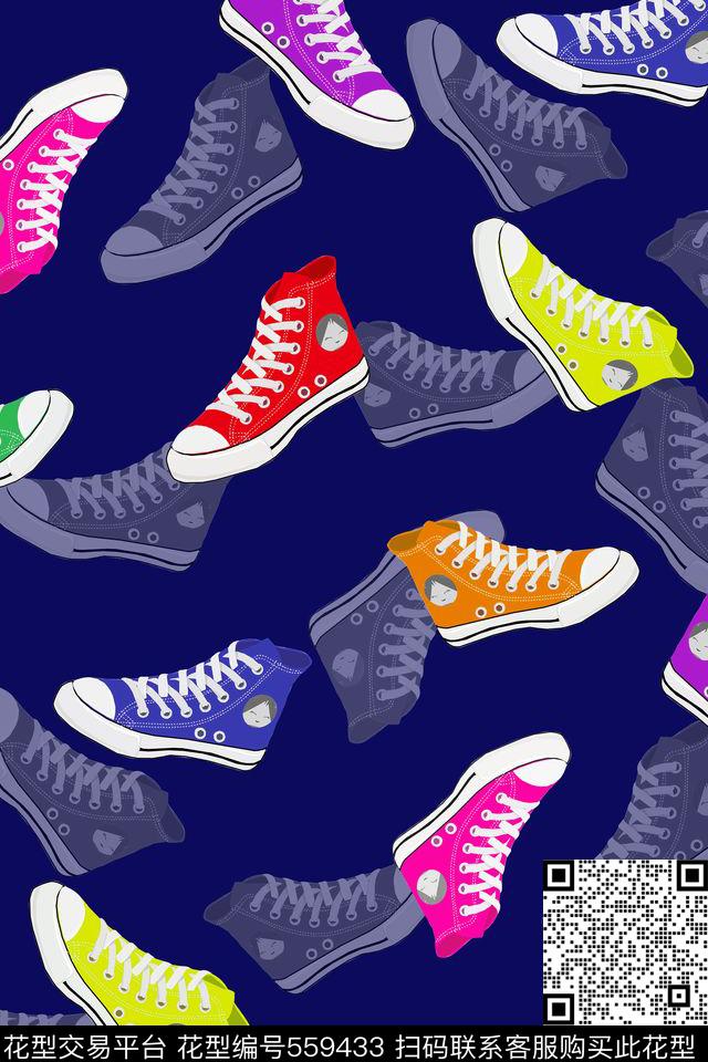 纯色底运动鞋层次数码印花华亿平台下载（图片编号: 559433） - 瓦栏（Walan）