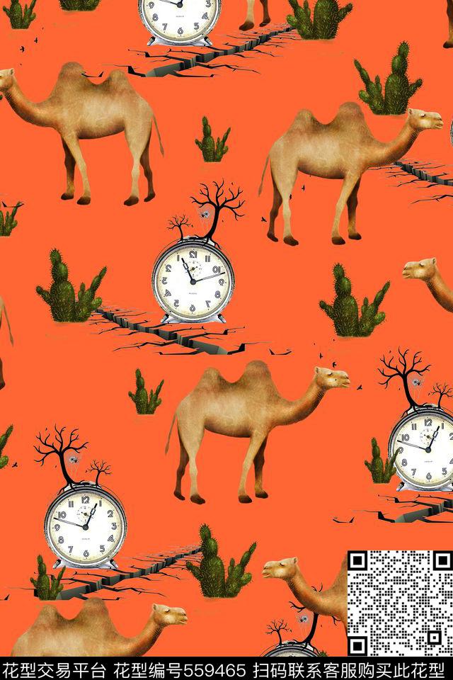 休闲沙漠骆驼仙人掌数码印花华亿平台下载（图片编号: 559465） - 瓦栏（Walan）