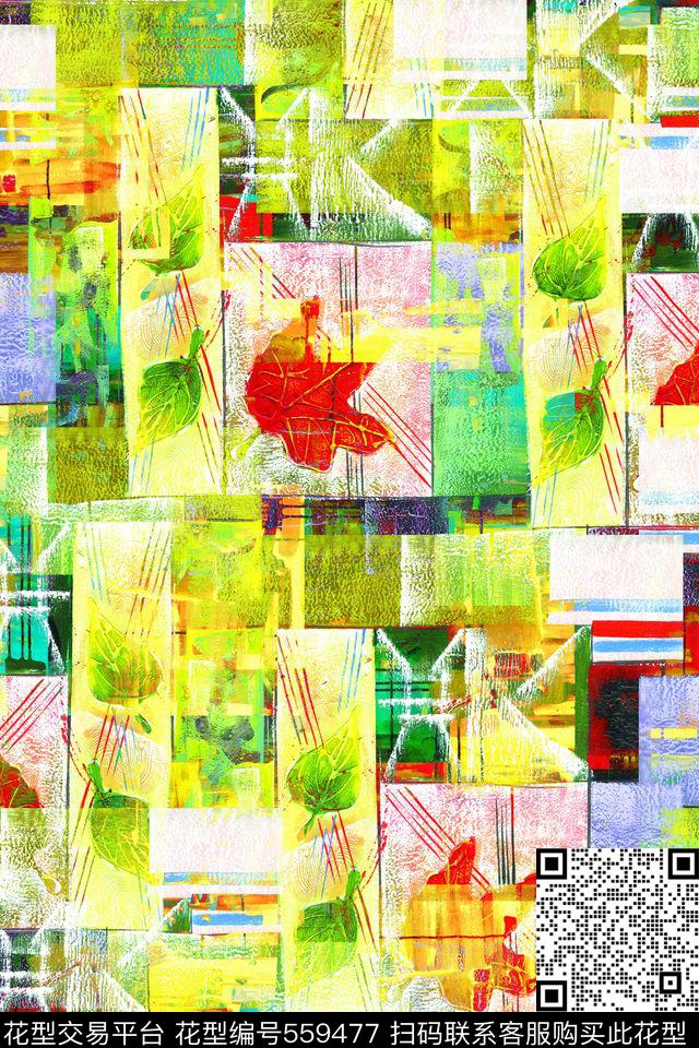 复古抽象复古油画拼贴效果女士大牌秋冬装数码印花华亿平台下载（图片编号: 559477） - 瓦栏（Walan）
