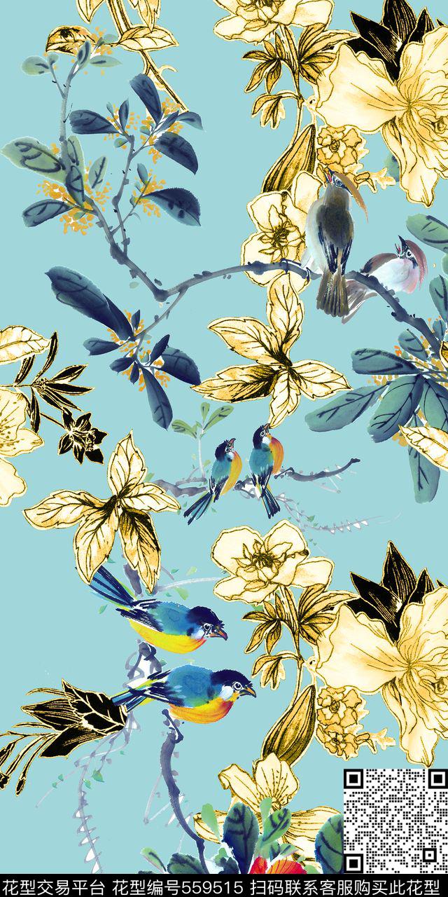 MAX-中国风山水画民族风数码印花华亿平台下载（图片编号: 559515） - 瓦栏（Walan）