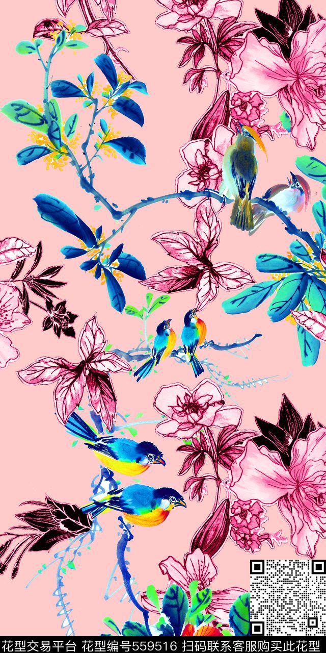 MAX-中国风山水画民族风数码印花华亿平台下载（图片编号: 559516） - 瓦栏（Walan）