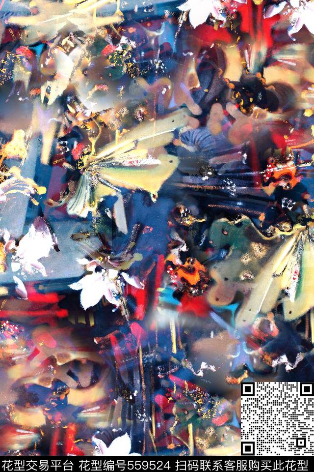 抽象抽象油画色块肌理女士休闲装女士衬衫数码印花华亿平台下载（图片编号: 559524） - 瓦栏（Walan）