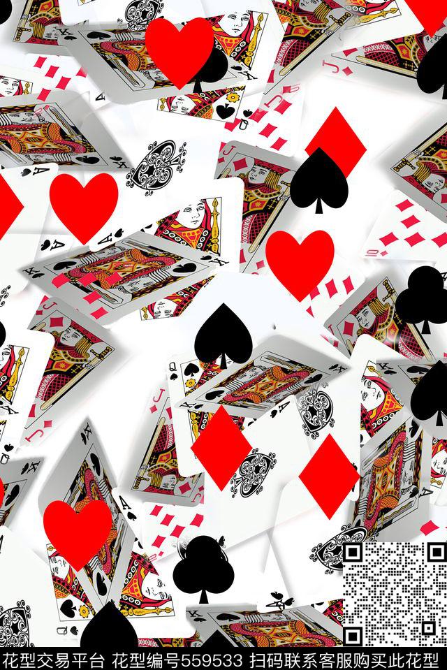 民族风扑克牌四方连续数码印花华亿平台下载（图片编号: 559533） - 瓦栏（Walan）