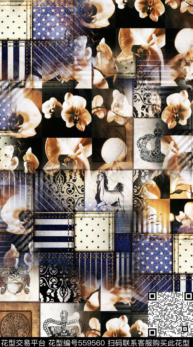 暗色系抽象服装数码印花华亿平台下载（图片编号: 559560） - 瓦栏（Walan）