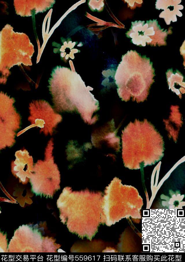 休闲时尚花卉肌理数码印花华亿平台下载（图片编号: 559617） - 瓦栏（Walan）