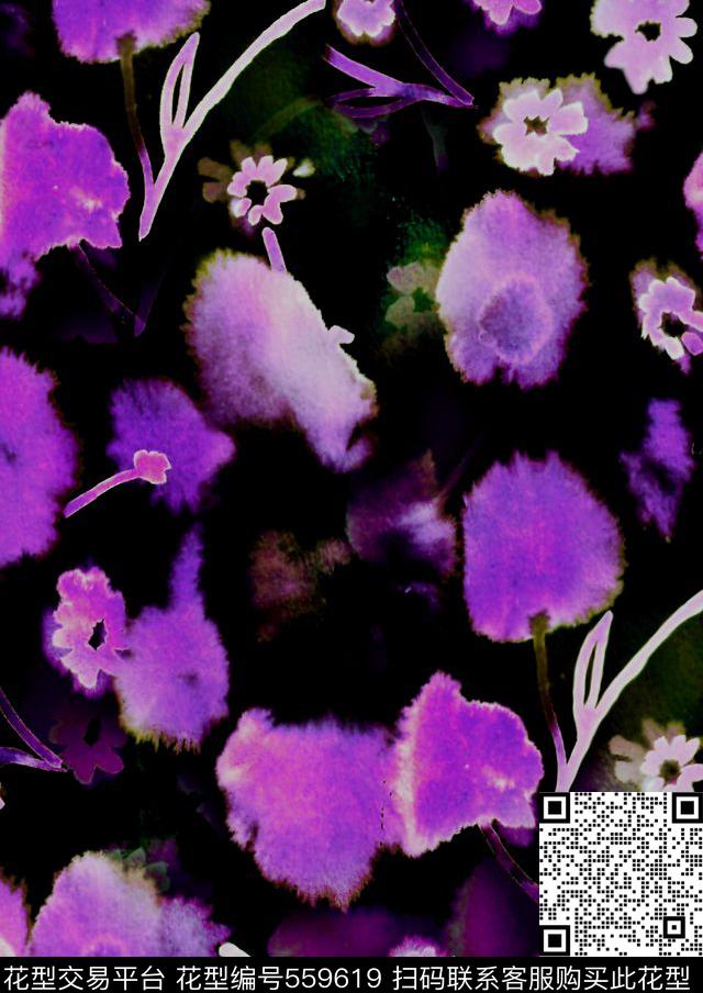 休闲时尚花卉肌理数码印花华亿平台下载（图片编号: 559619） - 瓦栏（Walan）