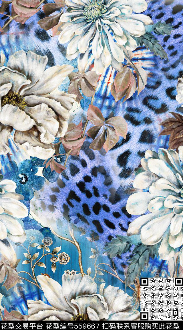 豹纹创意动物纹数码印花华亿平台下载（图片编号: 559667） - 瓦栏（Walan）