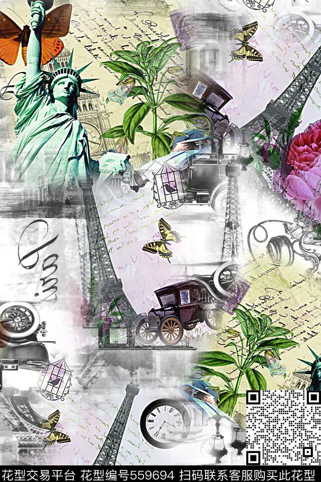 数码建筑花卉数码印花华亿平台下载（图片编号: 559694） - 瓦栏（Walan）