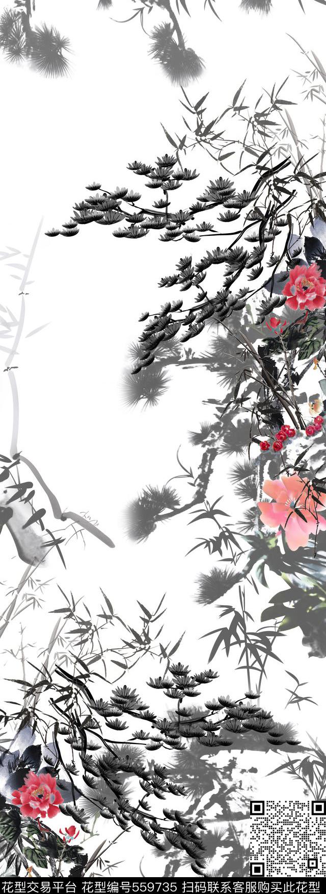 定位竹牡丹数码印花华亿平台下载（图片编号: 559735） - 瓦栏（Walan）