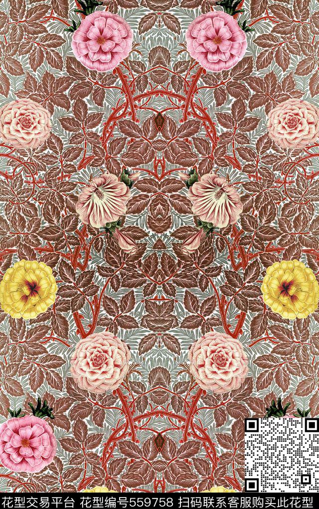 时尚墙纸花卉数码印花华亿平台下载（图片编号: 559758） - 瓦栏（Walan）