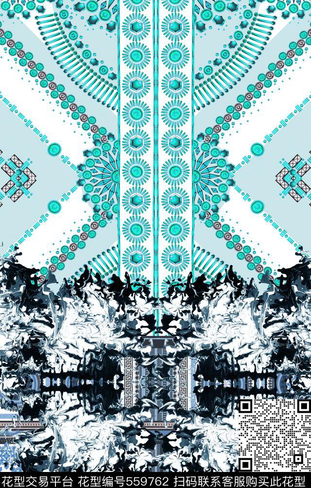 时尚几何欧式数码印花华亿平台下载（图片编号: 559762） - 瓦栏（Walan）