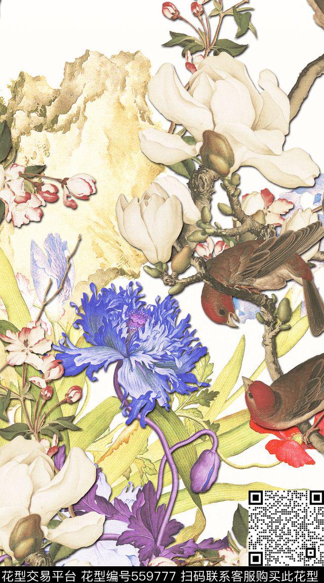 中国风时尚复古数码印花华亿平台下载（图片编号: 559777） - 瓦栏（Walan）