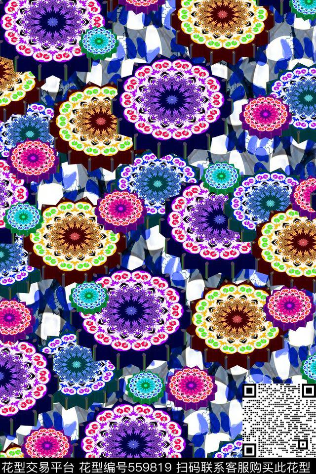 空间感立体万花筒数码印花华亿平台下载（图片编号: 559819） - 瓦栏（Walan）