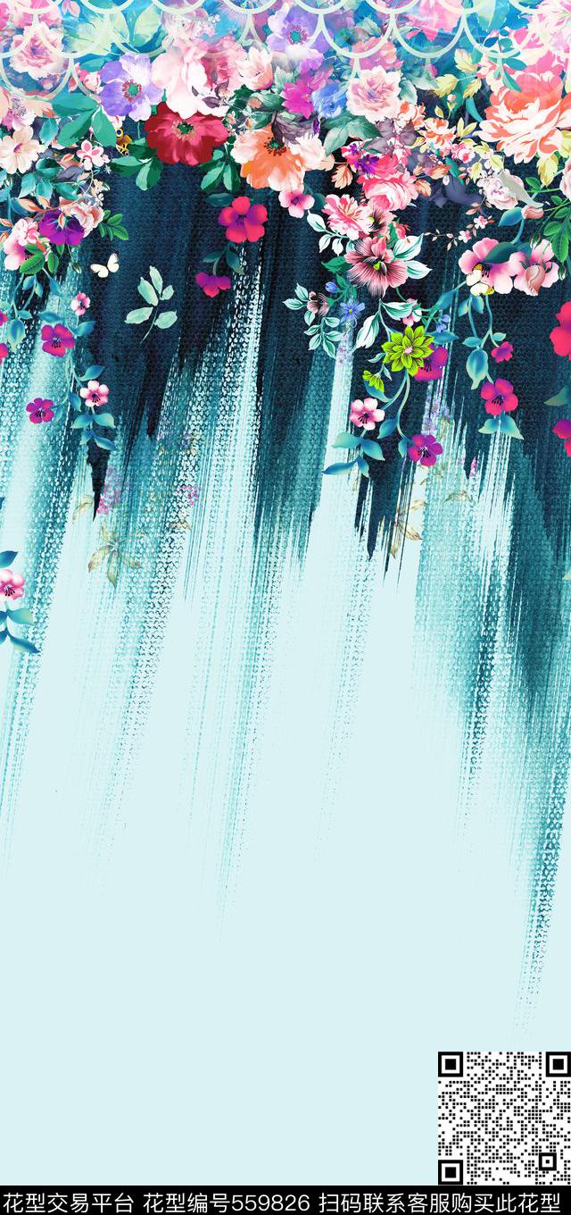 女装二方连续抽象几何数码印花华亿平台下载（图片编号: 559826） - 瓦栏（Walan）