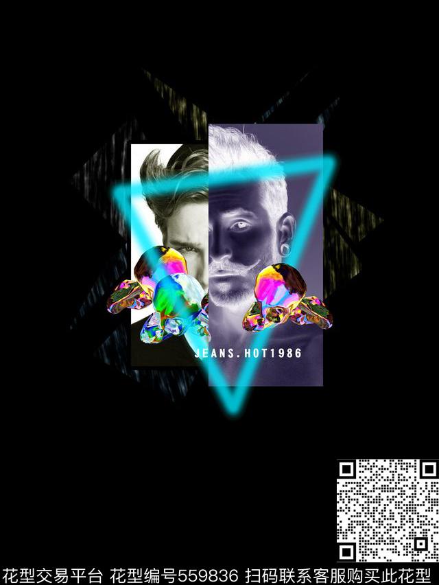 潮牌大牌元素几何拼图数码印花华亿平台下载（图片编号: 559836） - 瓦栏（Walan）