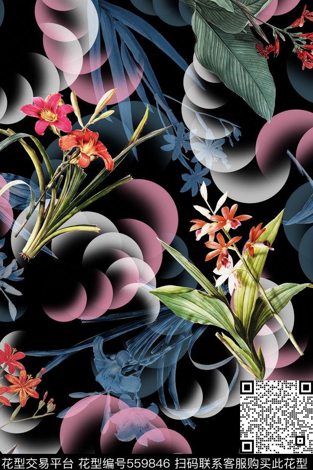 花卉复古绳索数码印花华亿平台下载（图片编号: 559846） - 瓦栏（Walan）