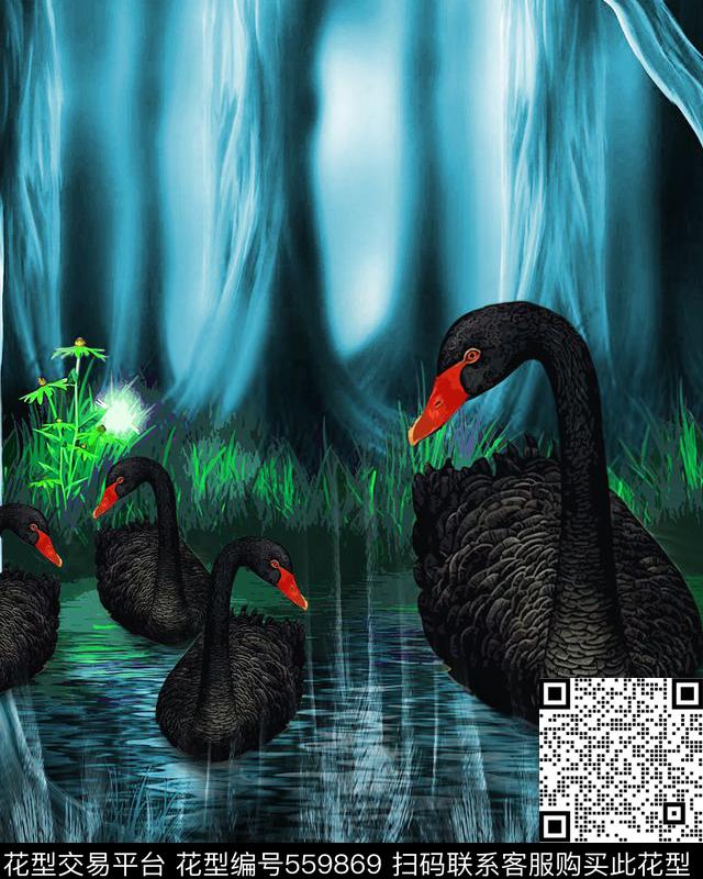 数码游戏场景黑天鹅数码印花华亿平台下载（图片编号: 559869） - 瓦栏（Walan）