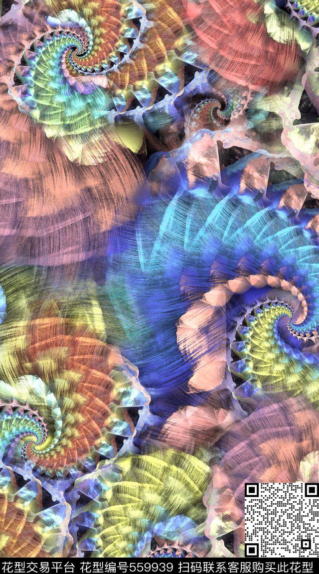 暗色系笔触抽象数码印花华亿平台下载（图片编号: 559939） - 瓦栏（Walan）