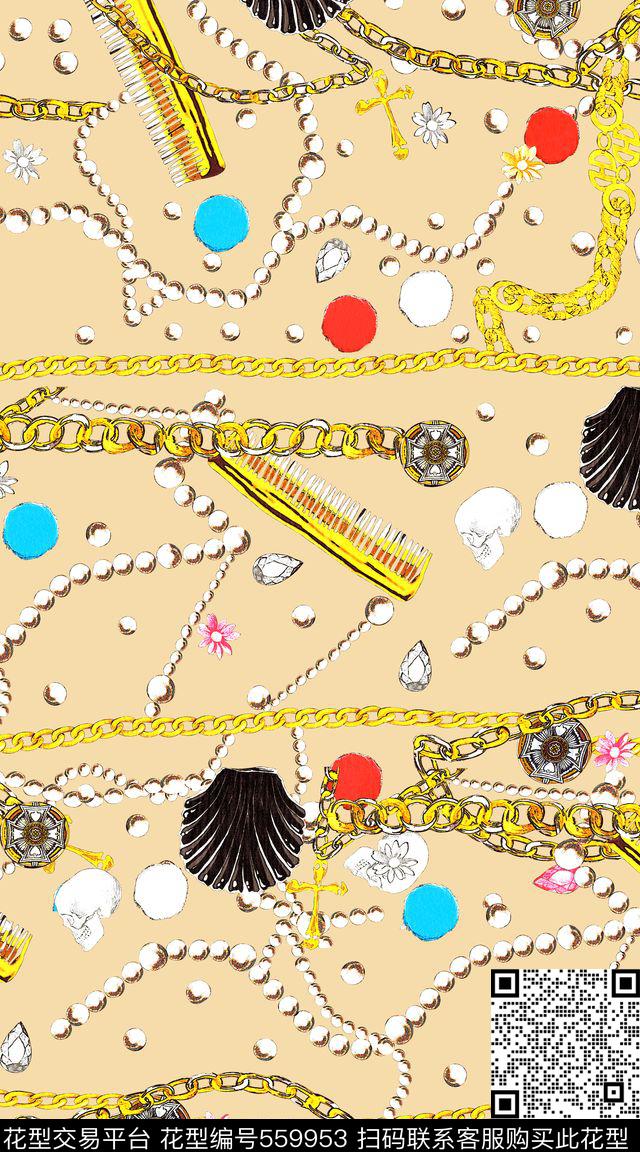 时尚休闲数码印花服装项链吊坠宝石珍珠满版传统印花华亿平台下载（图片编号: 559953） - 瓦栏（Walan）