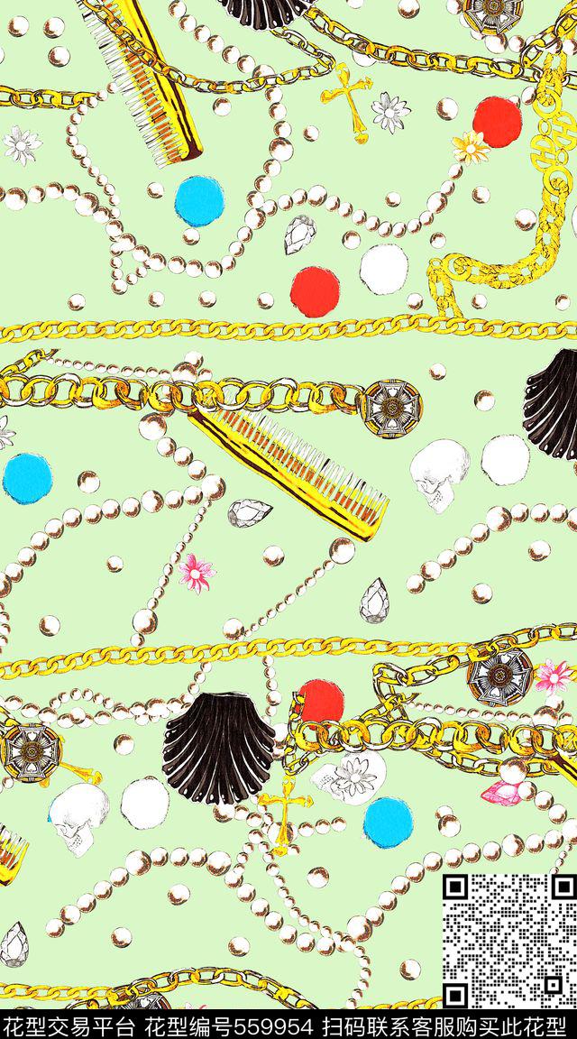 时尚休闲项链吊坠宝石珍珠满版数码印花服装数码印花华亿平台下载（图片编号: 559954） - 瓦栏（Walan）